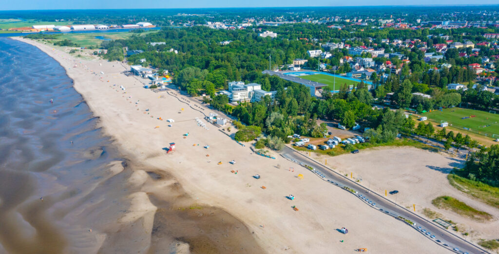 Panorama view of beach at pärnu, estonia
